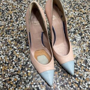 Stuart Weitzman Pink Pumps with Light Blue Cap Toe